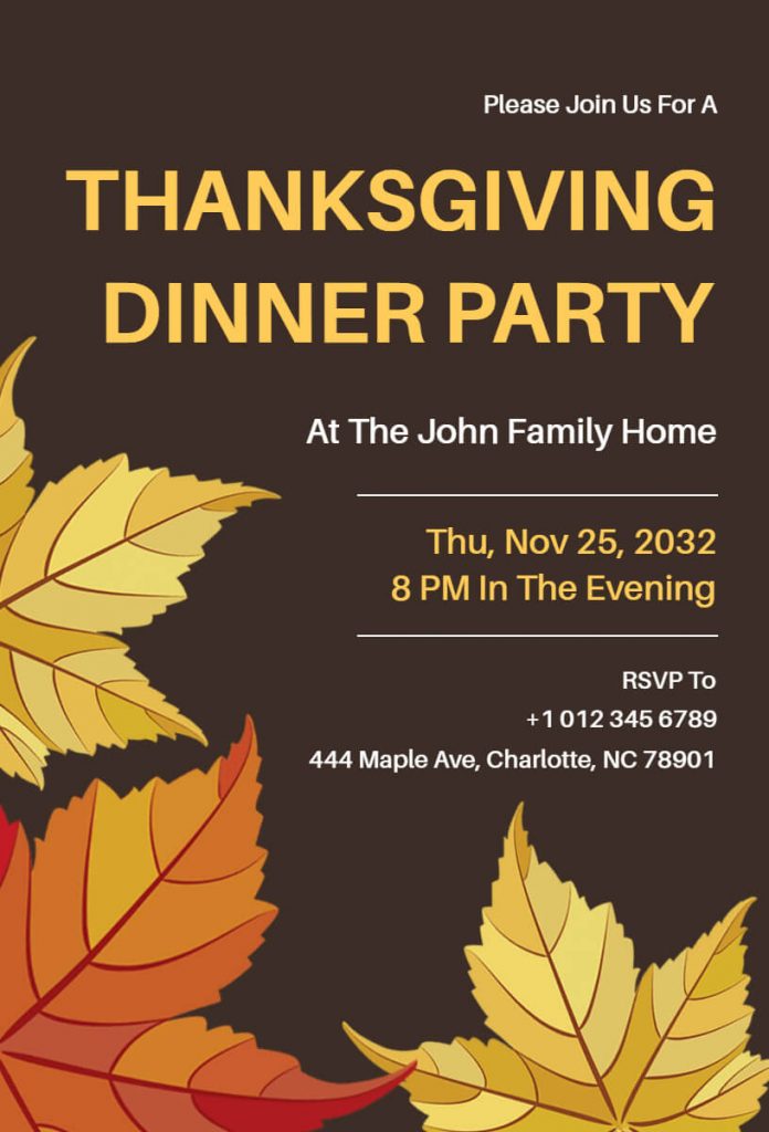 Thanksgiving Dinner Invitation Examples