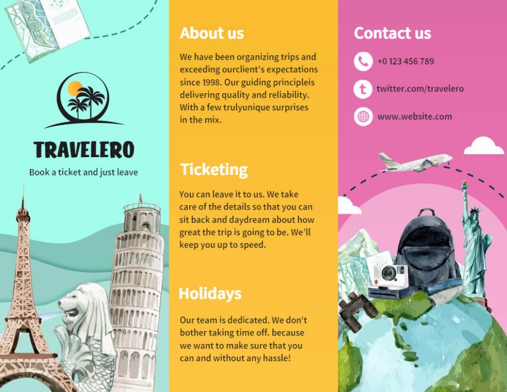 Educational Tour Travel Brochure Example for Students