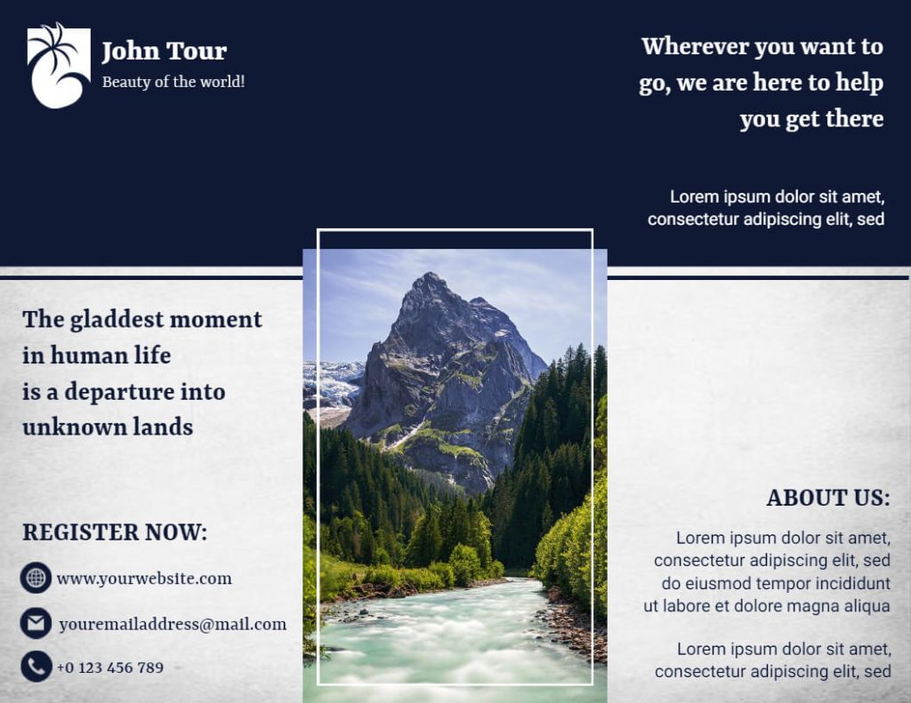 Mountain Tour Travel Brochure Example for Students