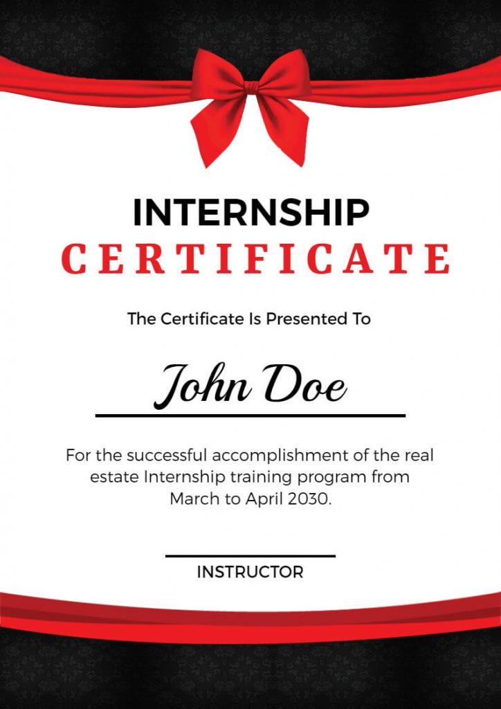 Internship certificate