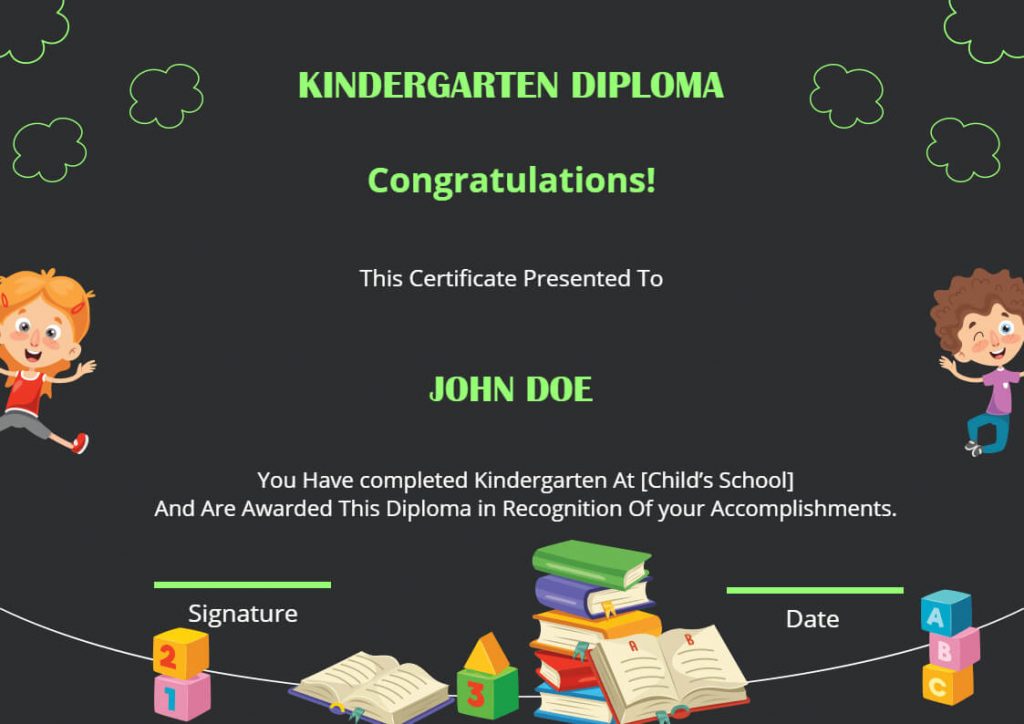 Kinder Garden Diploma Certificate 