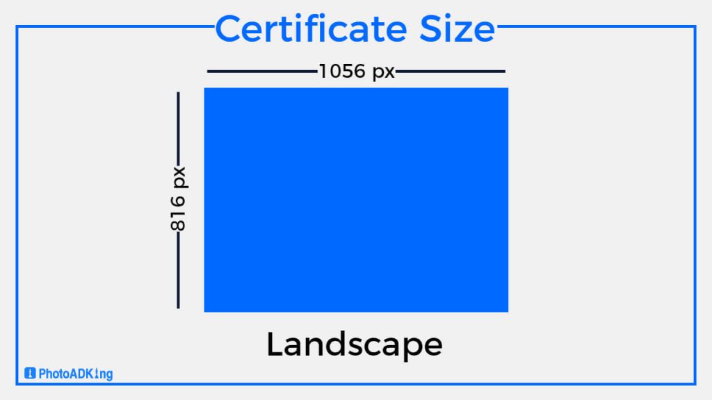 landscape certificate size