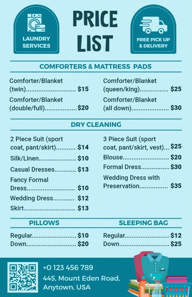 laundry menu