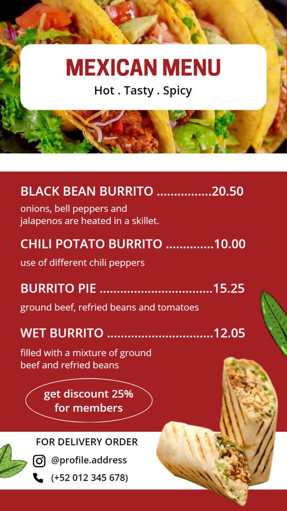 Illustrated Mexican Menu