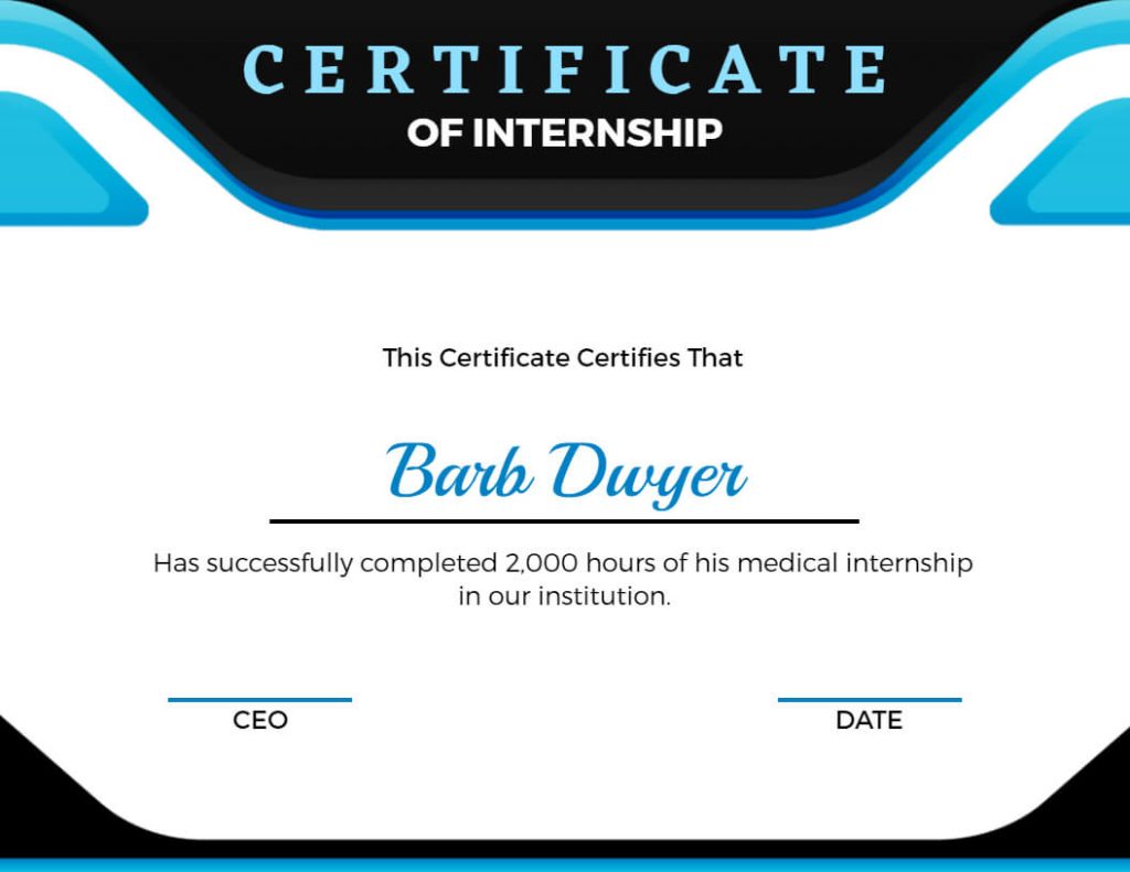 medical internship certificate
