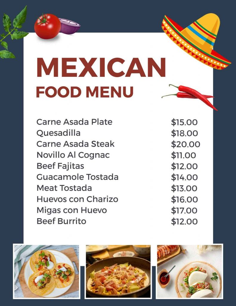 mexican menu design ideas