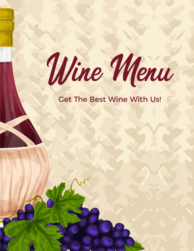 Minimalist Wine Sketch Menu template