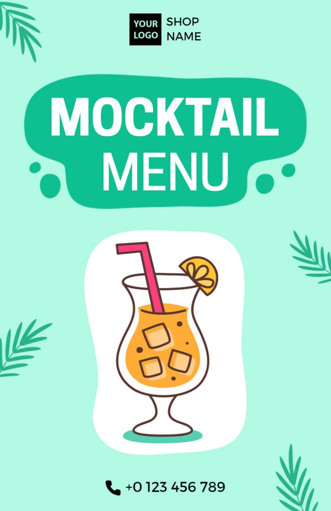 Minimalist cocktail menu