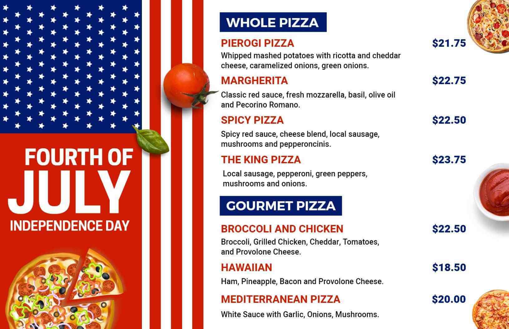 4th of July Menu Design Ideas