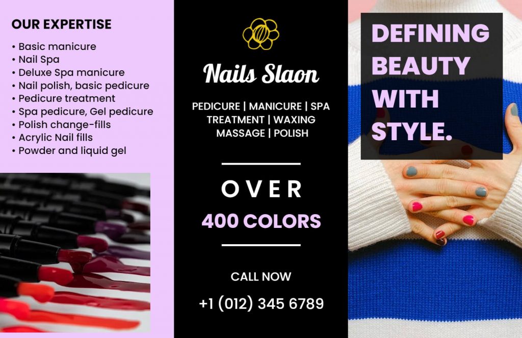 nail salon services brochure template
