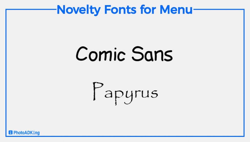 novelty font style for Menu