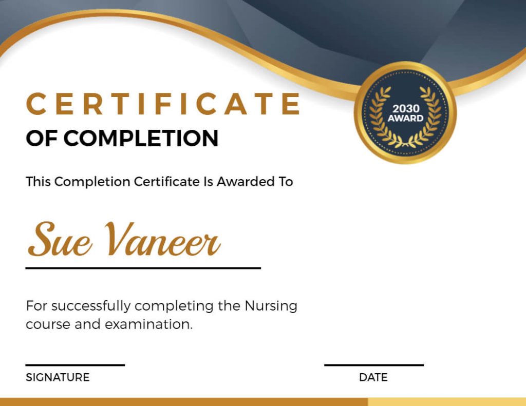 Nursing Course Certificate