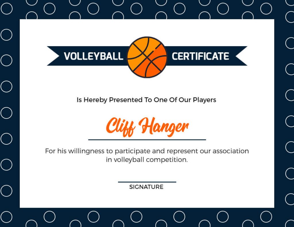 volleyball sports certificate
