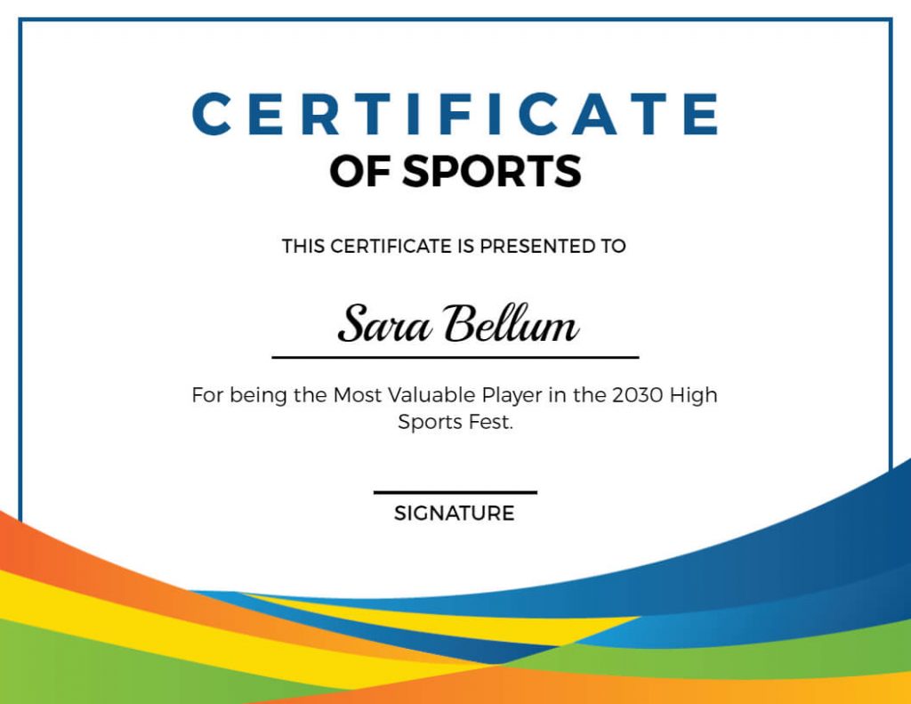 athletic certificate