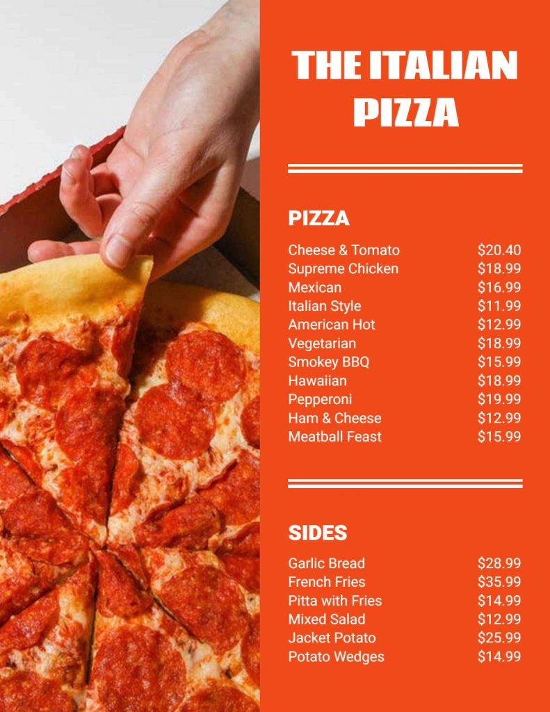 pizza menu template