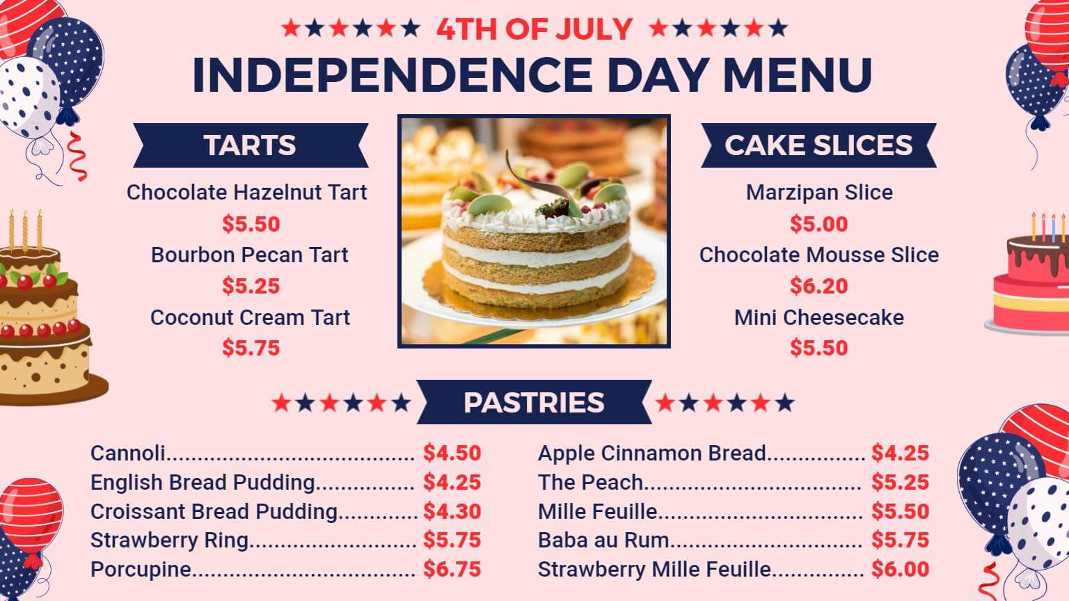 4th of July Menu Design Ideas