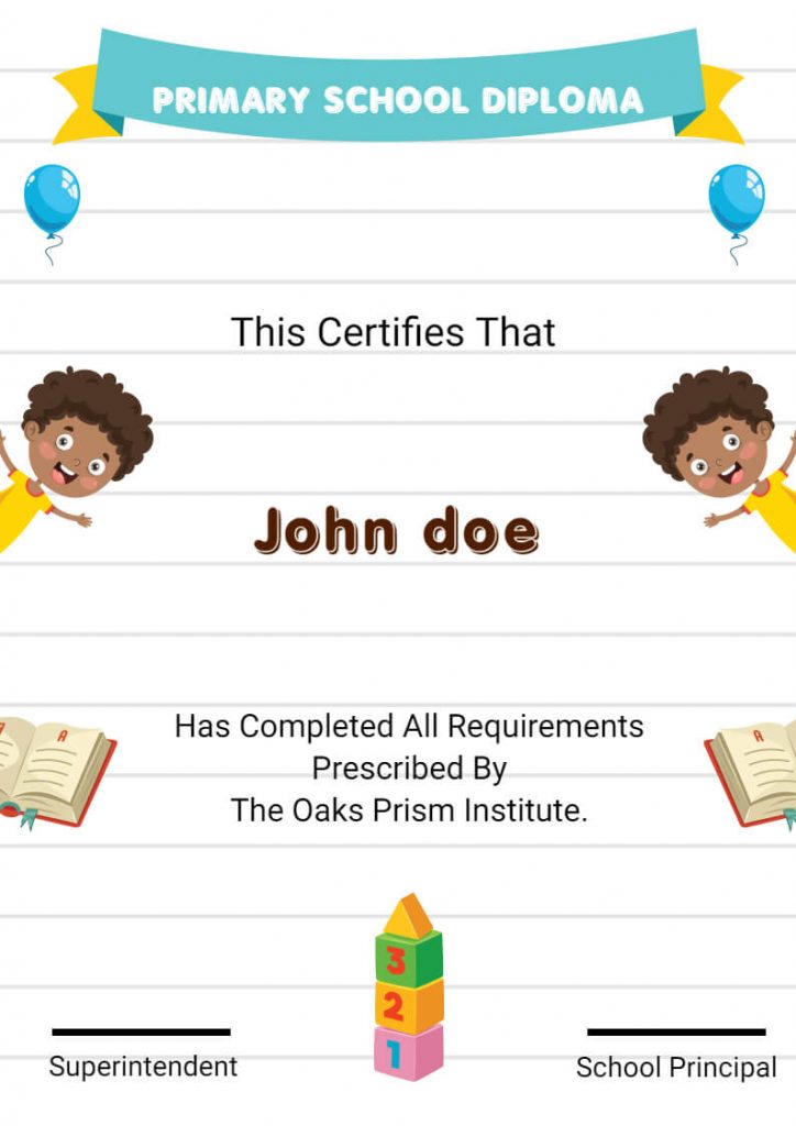 Primary School Diploma Certificate

