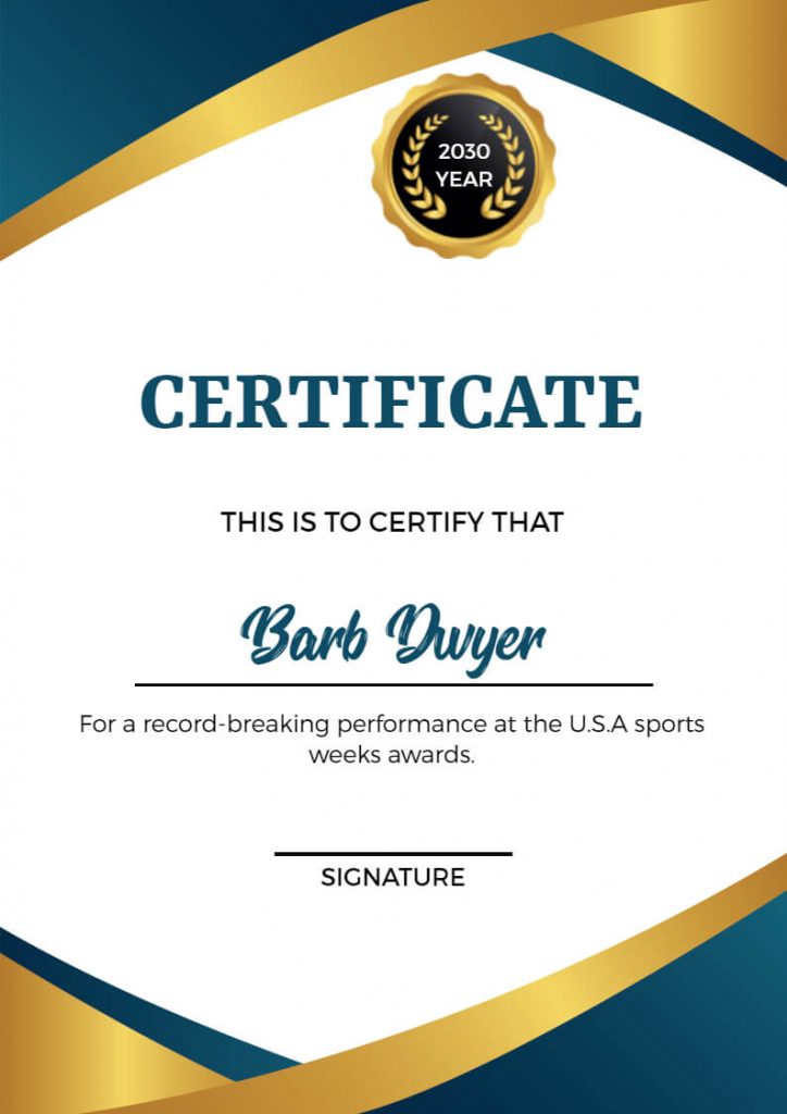 record breaker sports certificate