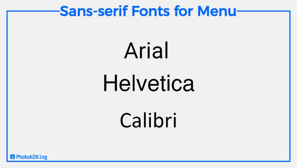 sans serif style menu