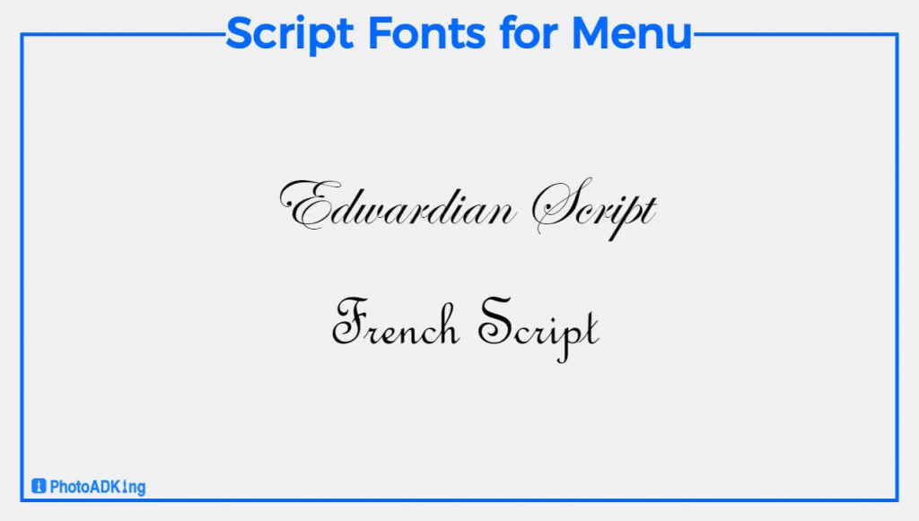 script font for Menu