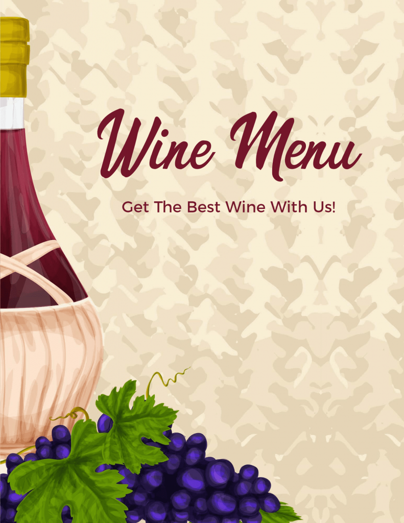 simple wine menu design