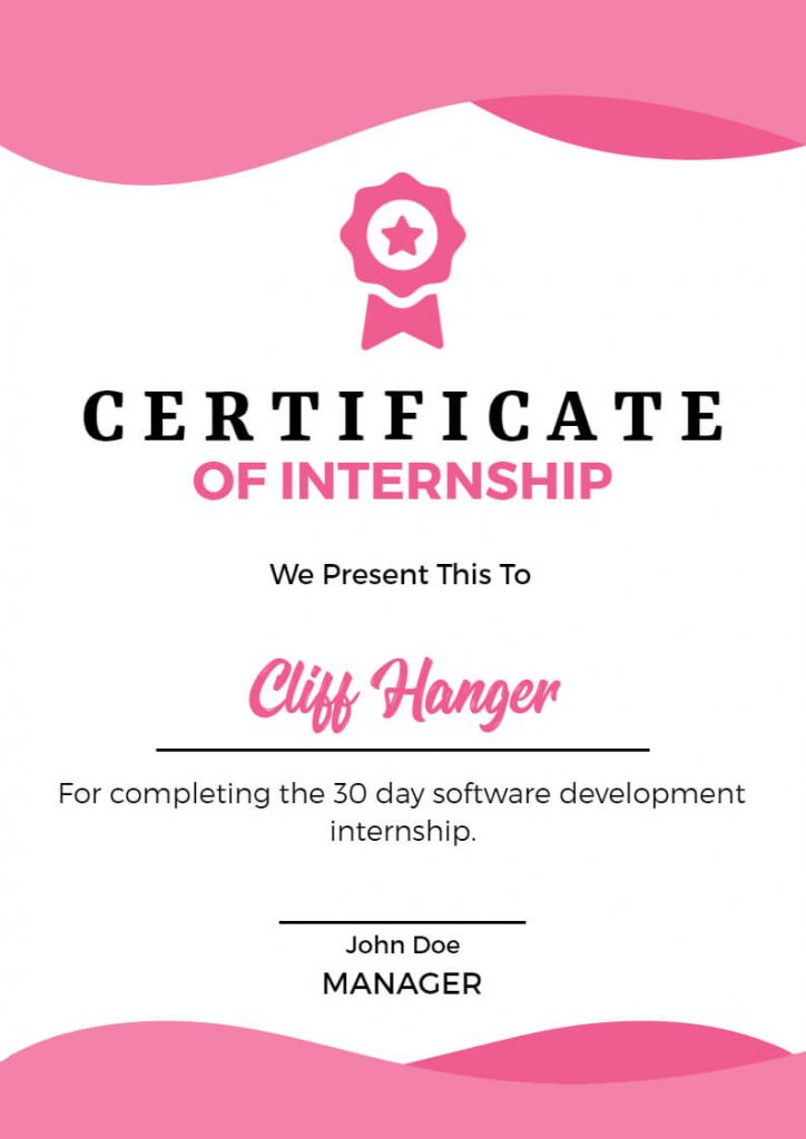 software development internship certificate