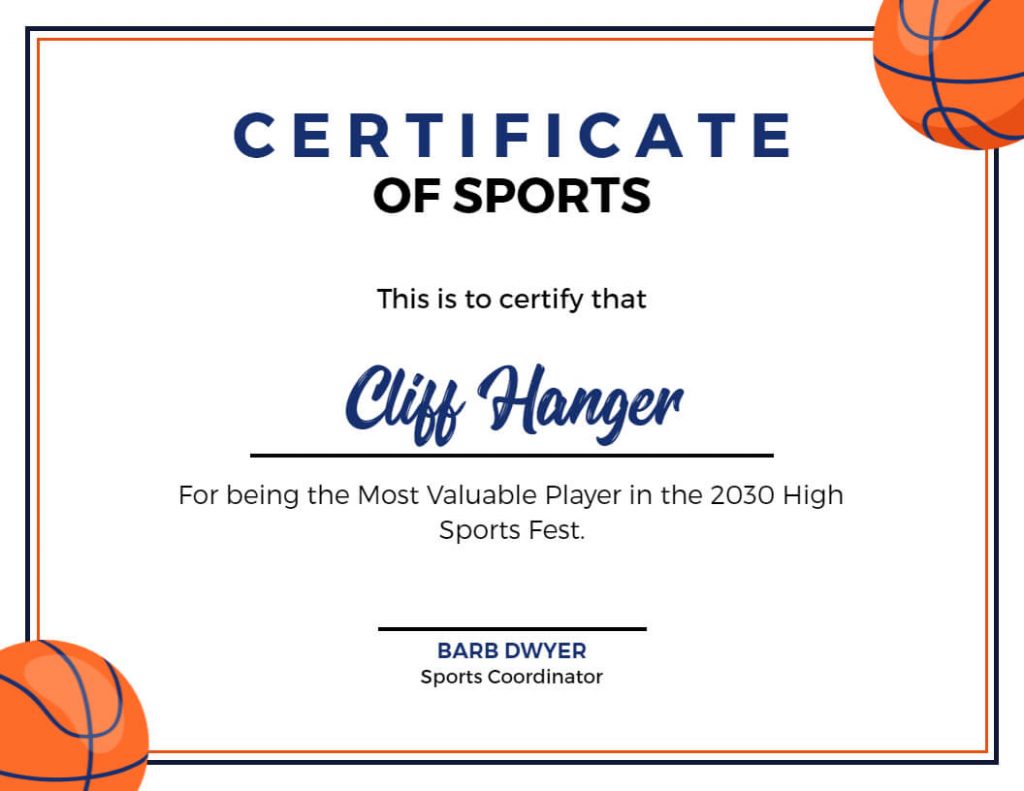 Sports Certificate Ideas Types