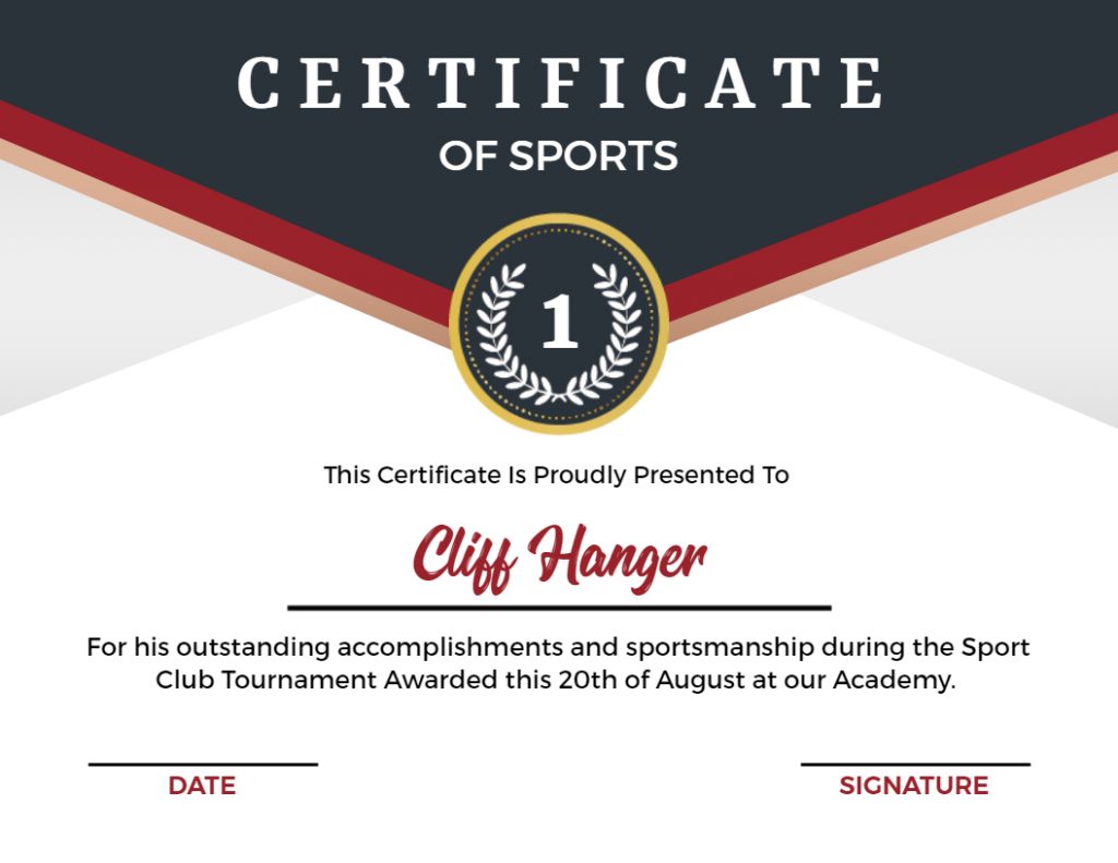 Sportsmanship Certificate
