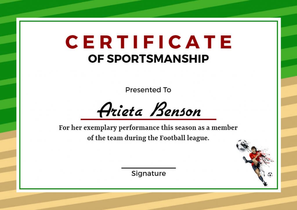 certificate for sportsmanship