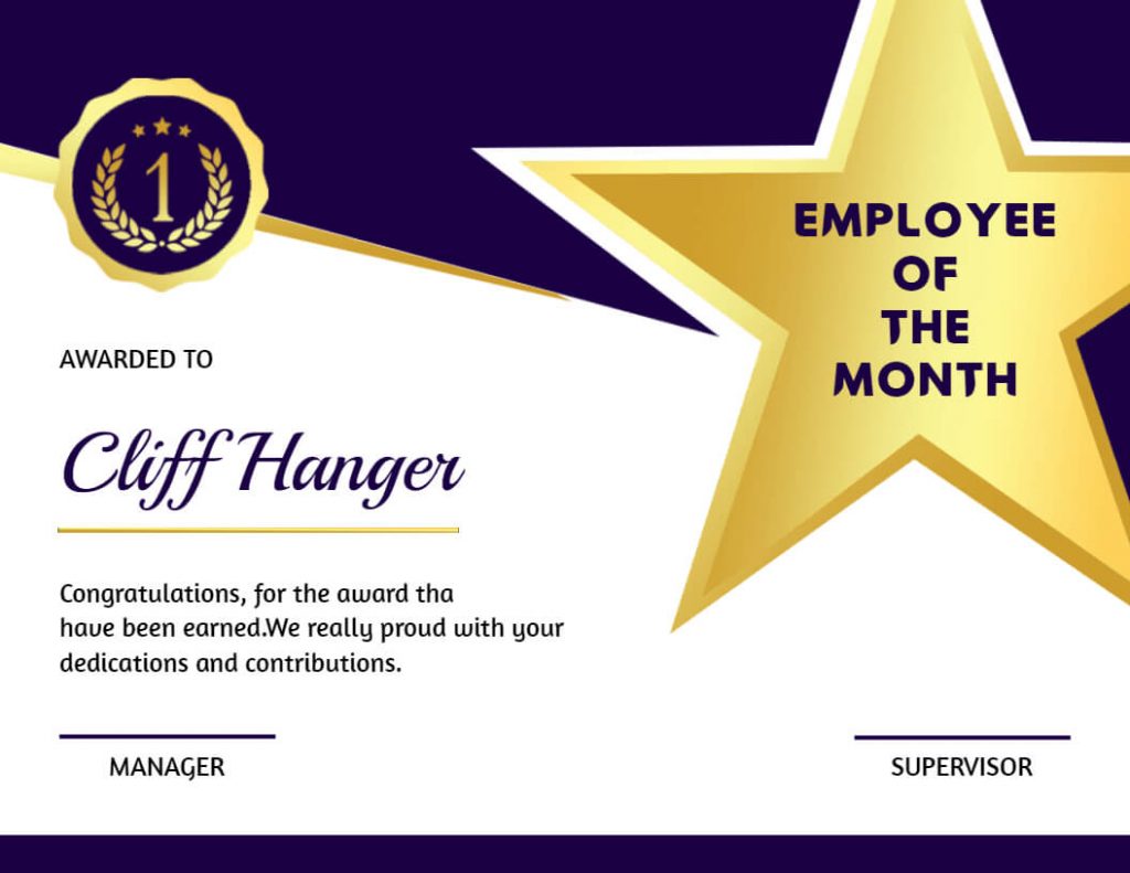 Star Theme Employee of the Month Certificate