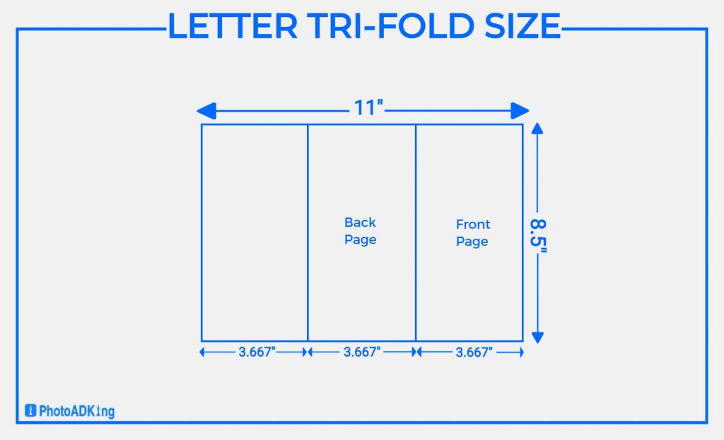 tri fold fold brochure measurements