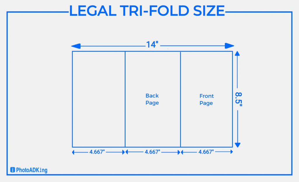 tri fold fold brochure measurements