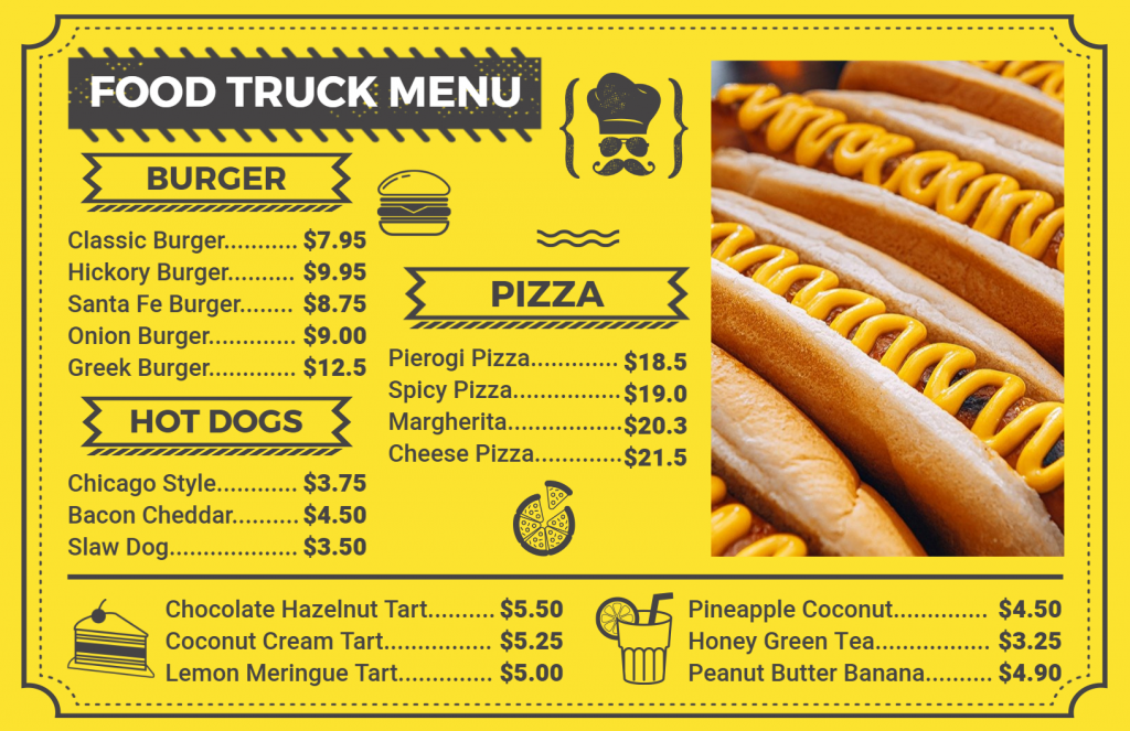 eye-catchy food truck menu design