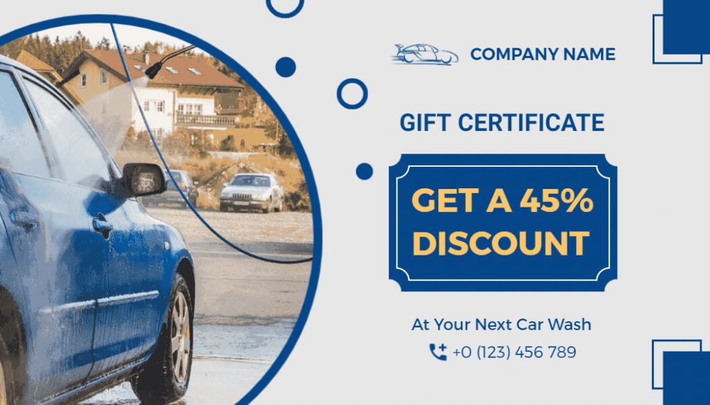 Car Wash Services Gift Certificate
