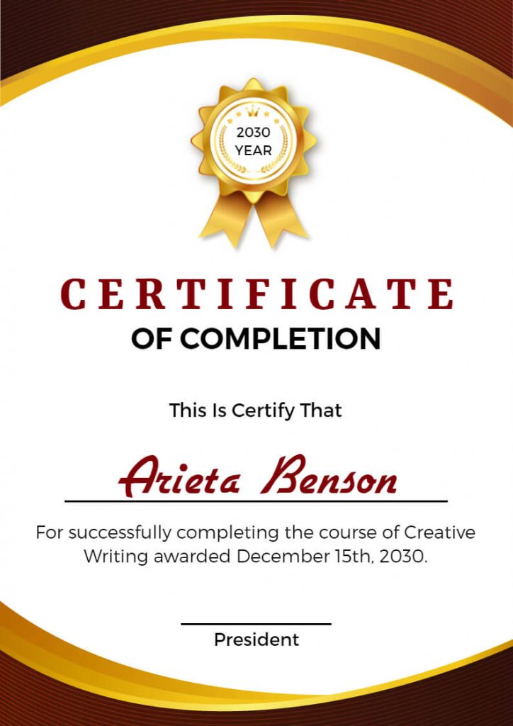Writing Course Certificate