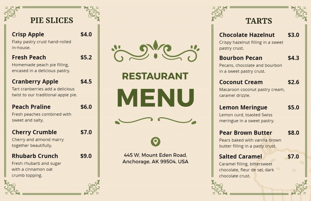 Classic Yellow Illustrative Menu 