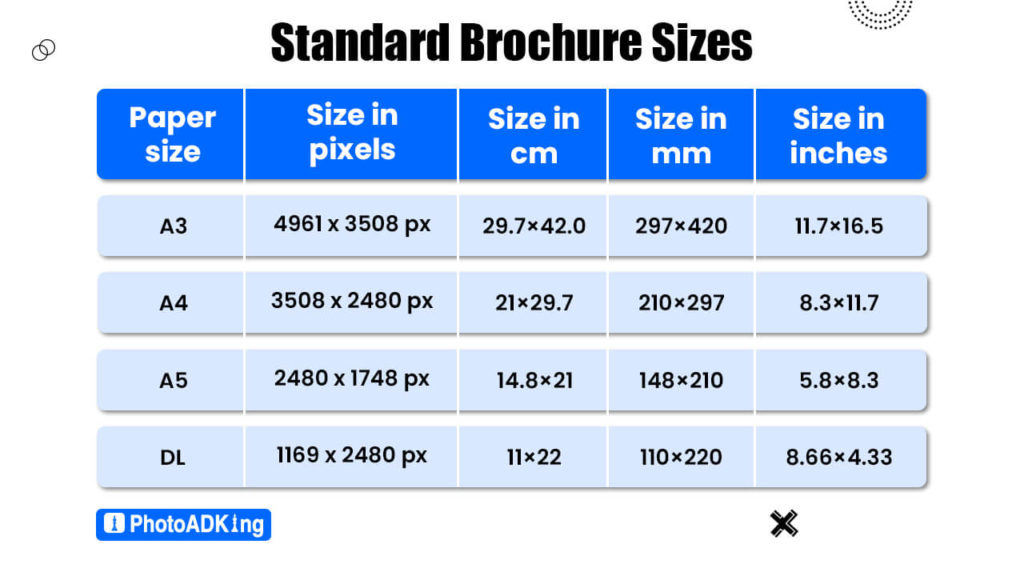 Standard Brochure Sizes And Dimensions 6164