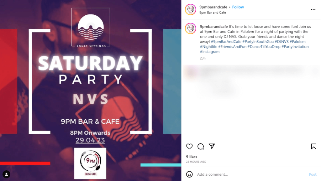 Saturday Night Invitation Sample Instagram post