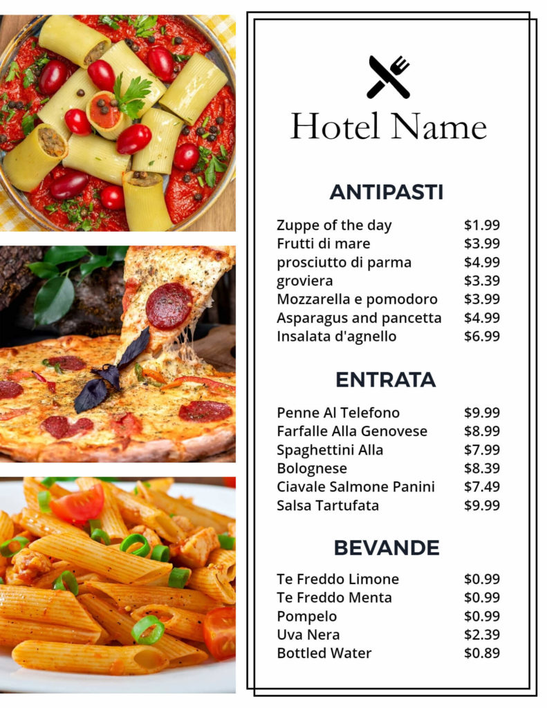 Collage With Italian Menu ideas