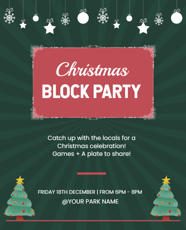 Minimalist christmas Block party flyer