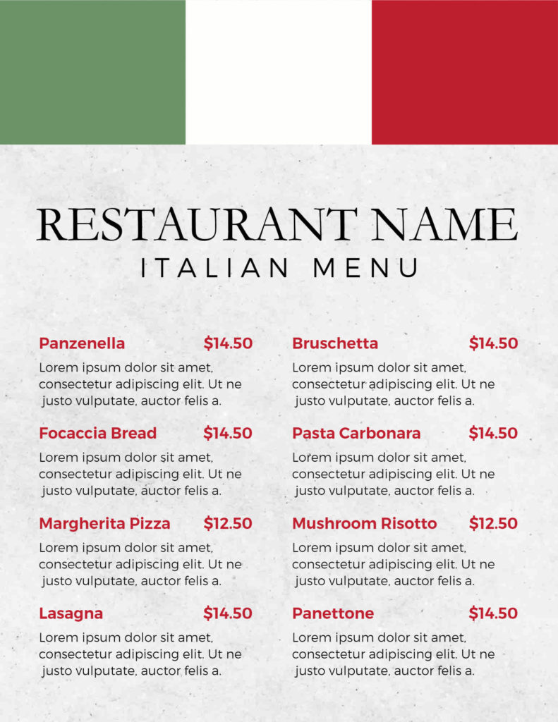 Italian Menu Design Ideas And Examples
