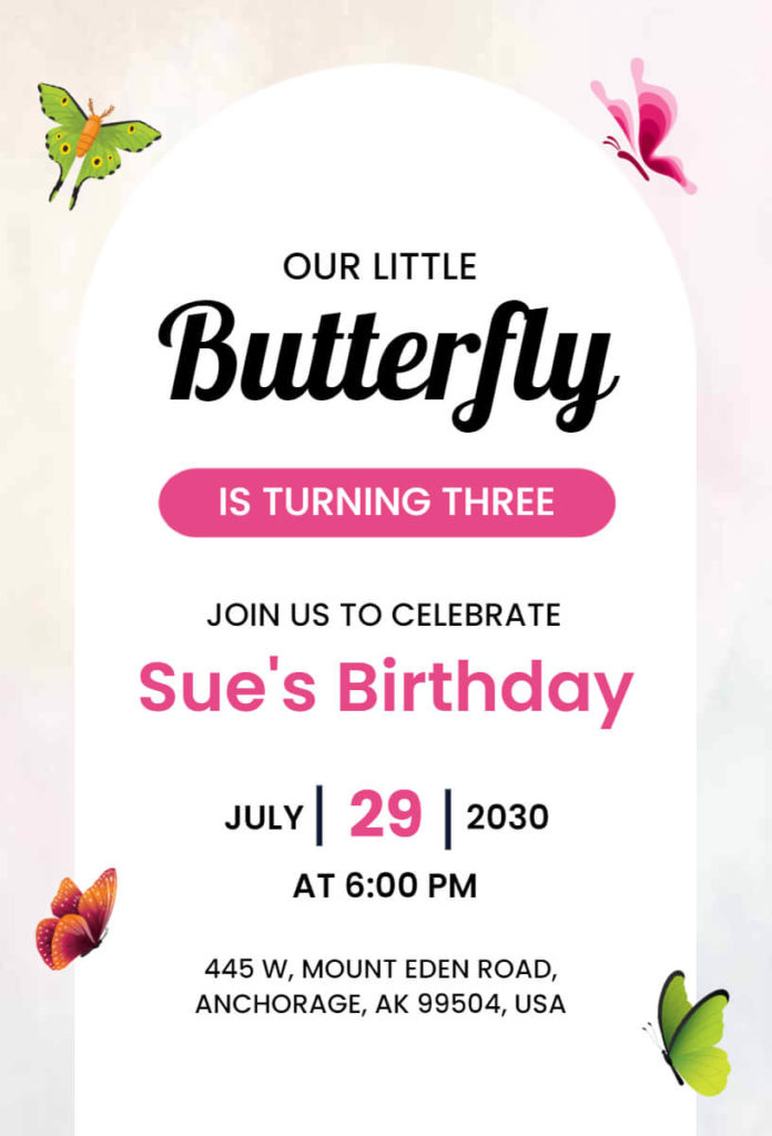 butterfly birthday invitation