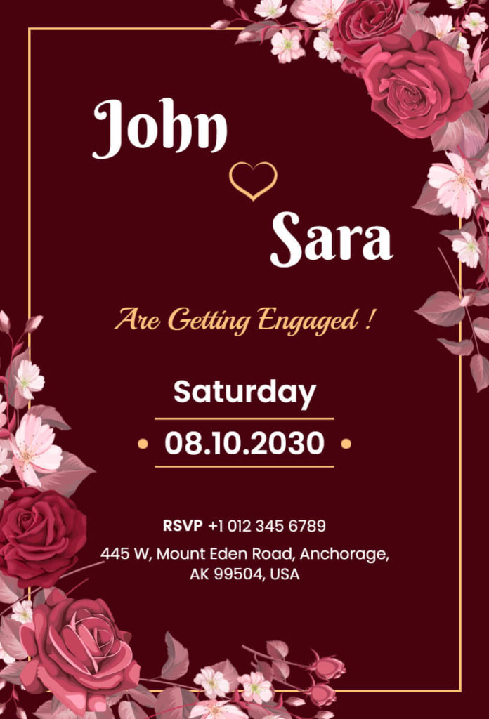 Bulgarian Rose Floral Engagement Invitation