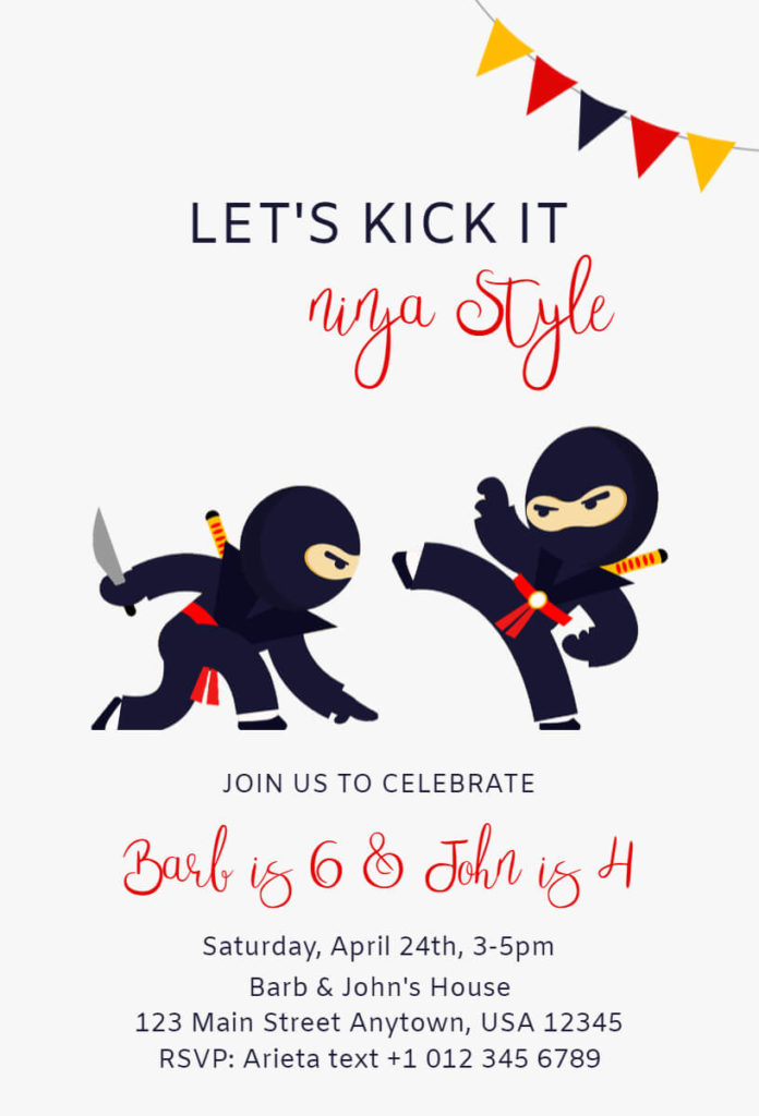 Ninja Birthday Party Invitation