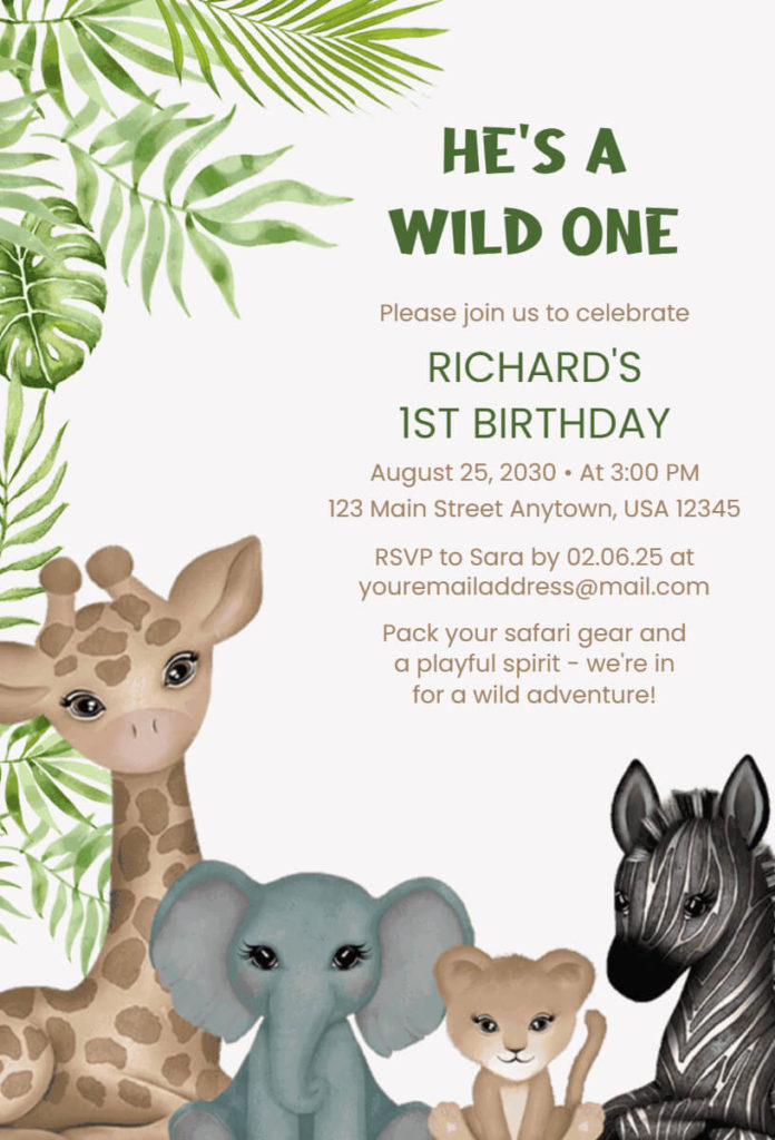 Safari Birthday Party Invitation