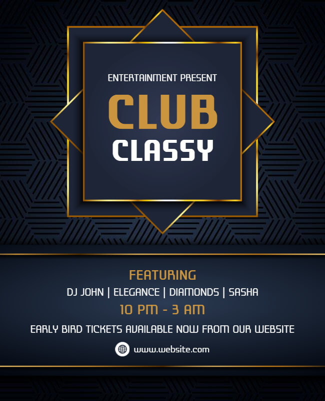 club flyer with ticket information