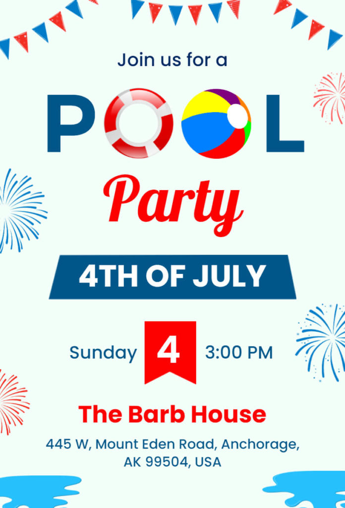 4th of July Poster idea for Pool Party 