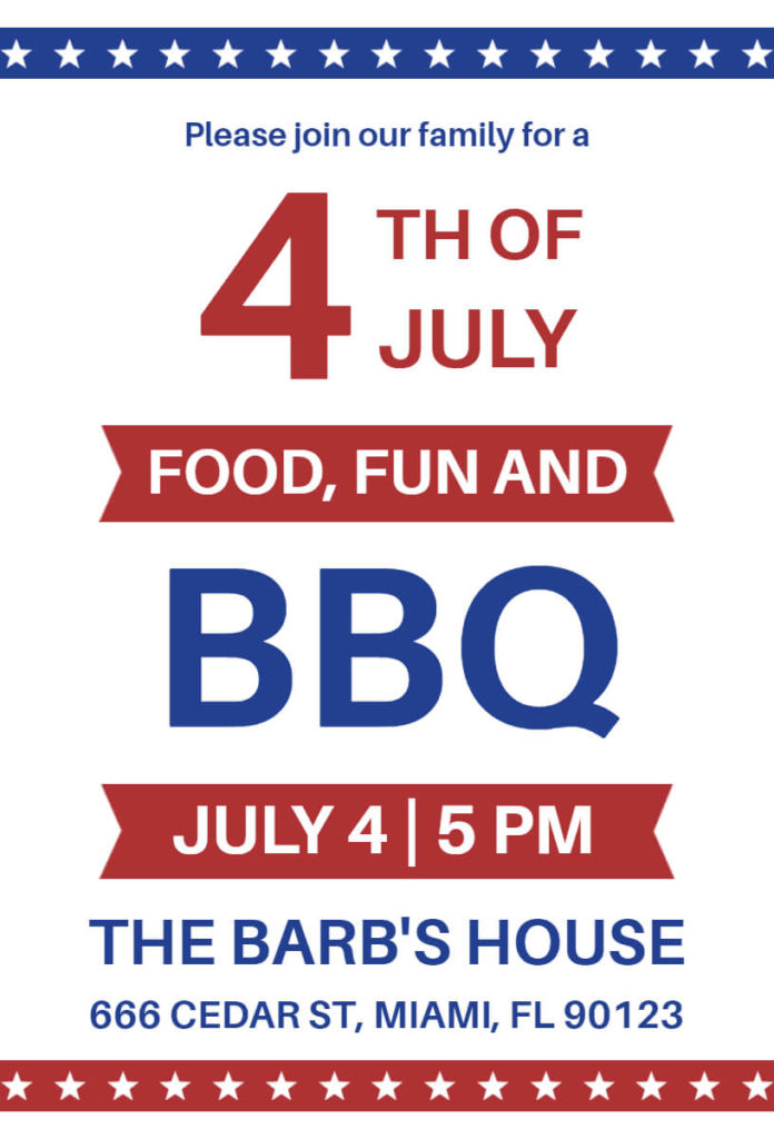BBQ Party Invitation Minimalistic 4th of July Poster idea