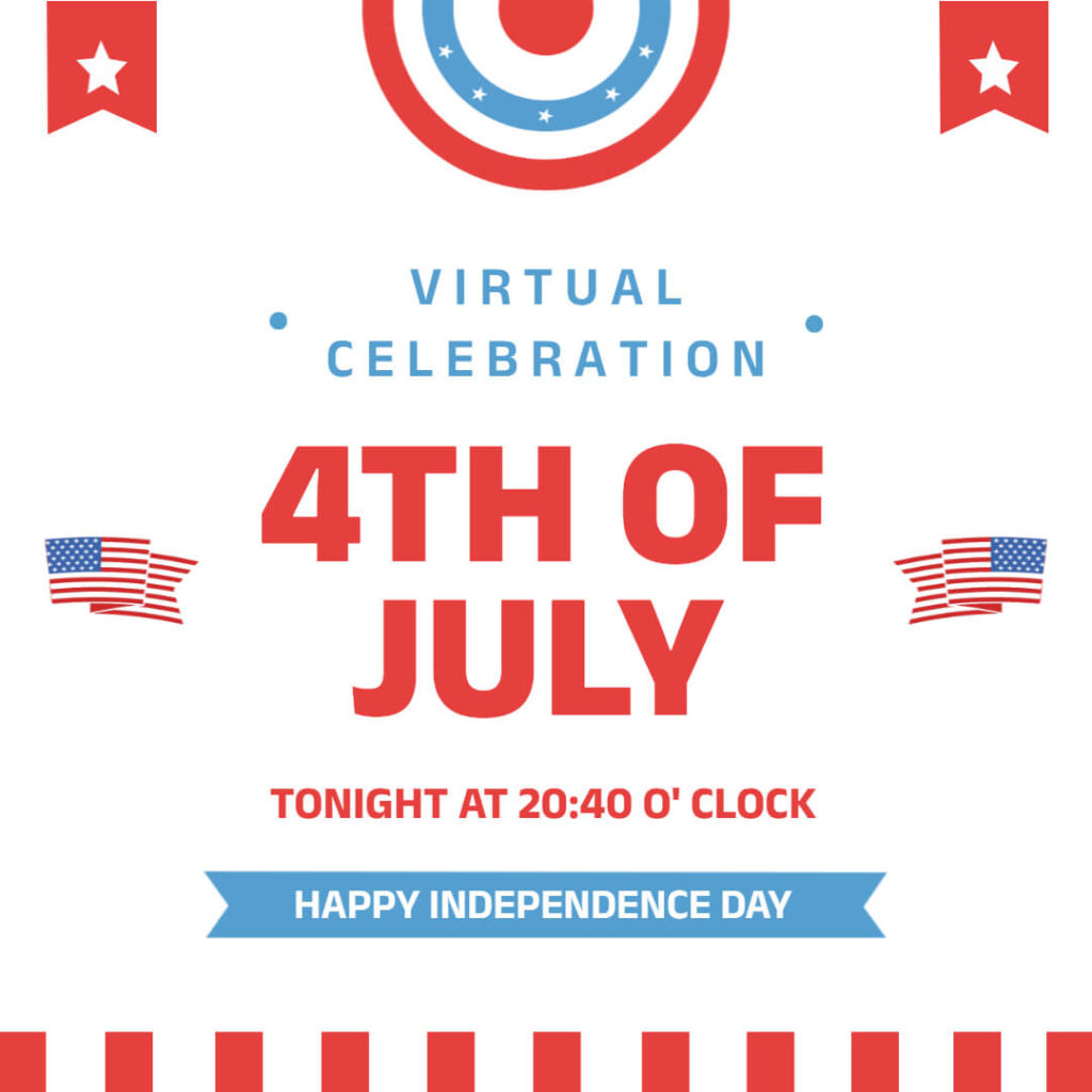 Virtual Celebration Minimalistic Design 4th of July Invitation Idea