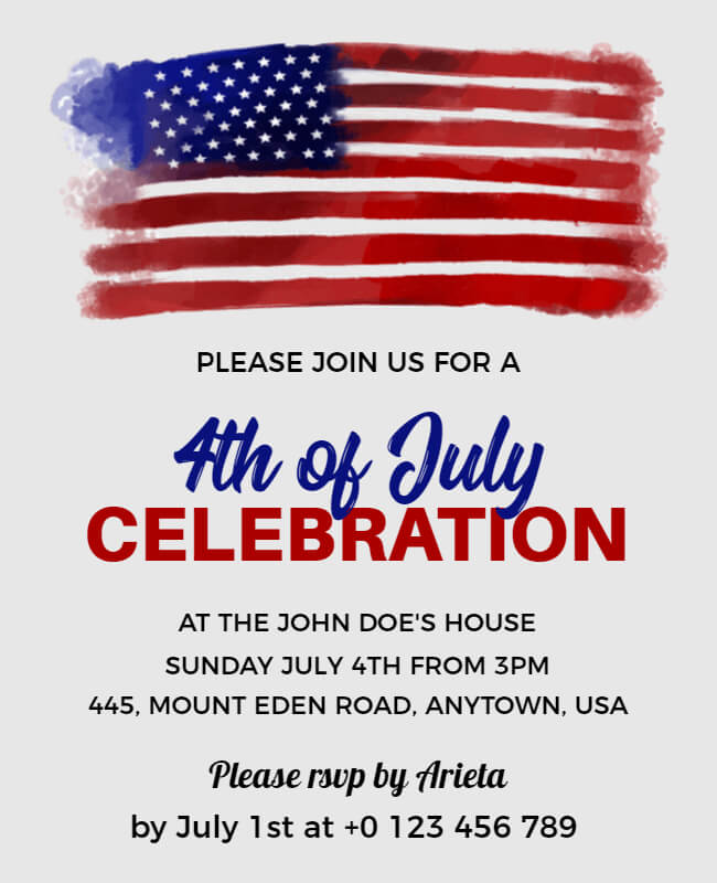 Patriotic Watercolor 4th of July Invitation Idea